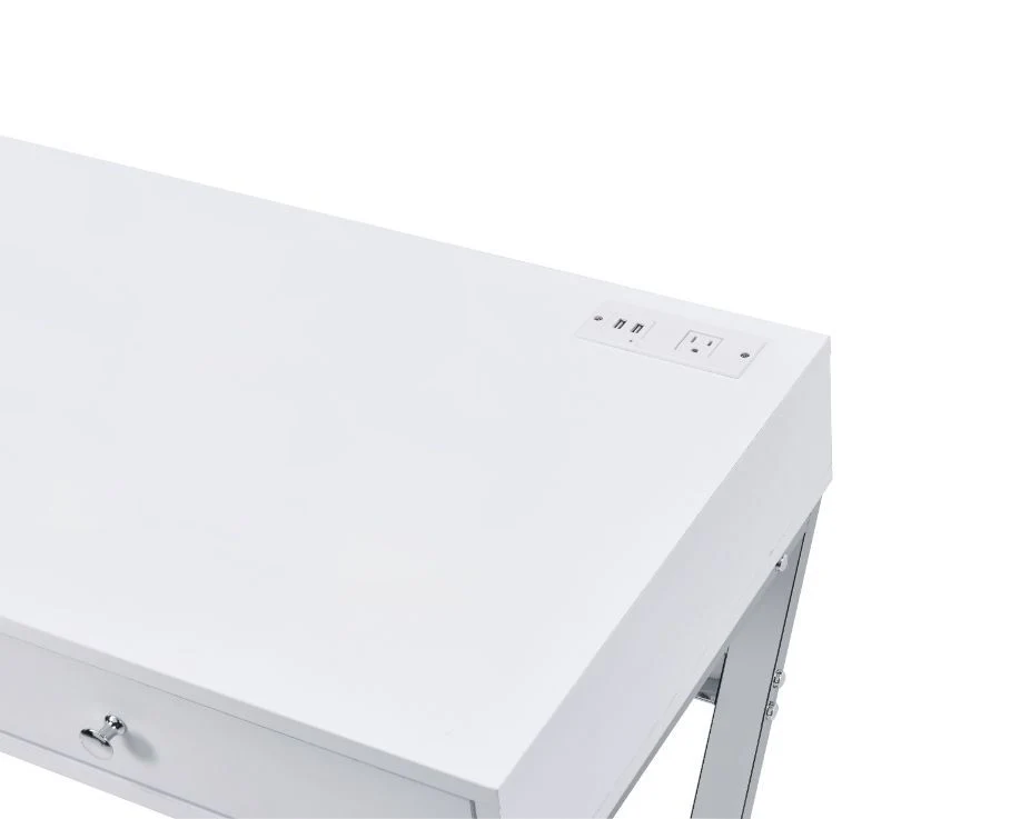 Coleen - Desk - White & Chrome Finish - Funk Metal Works LLC