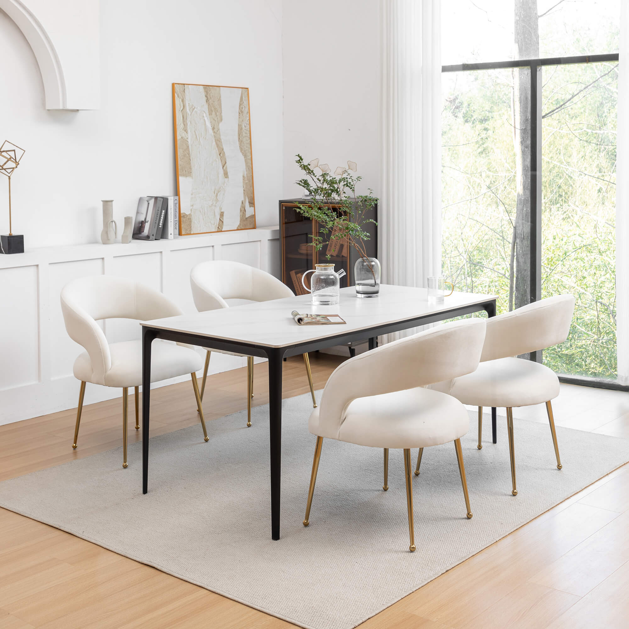 SEYNAR Mid Century Modern Velvet Upolstered Open-Back Dining Chair Set of 2/4/6 - Funk Metal Works LLC