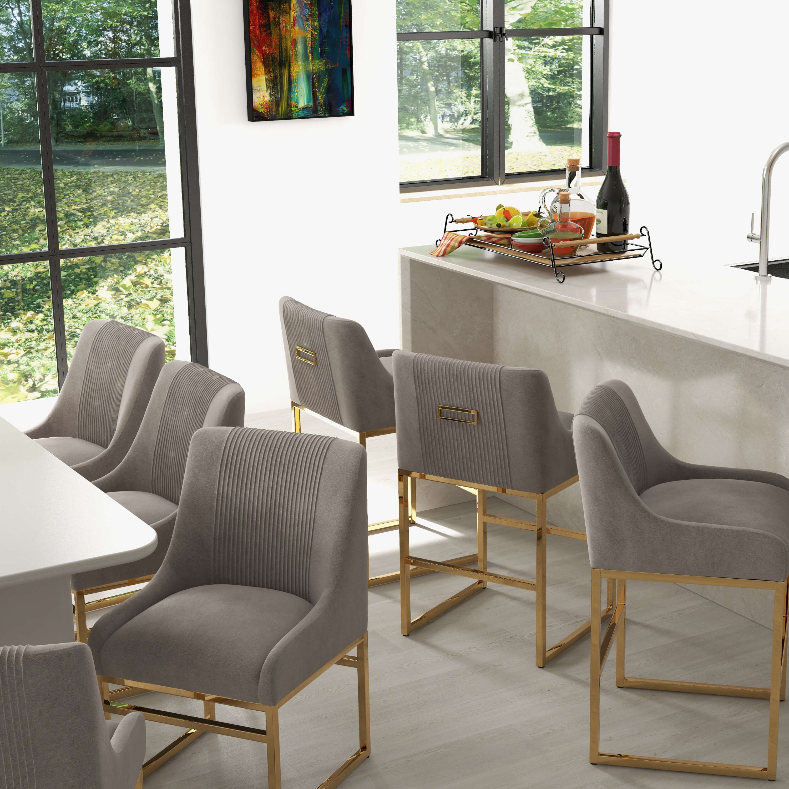 SEYNAR Contempoary Velvet Dining Chair with Metal Frame Legs, set of 2/4/6/8 - Funk Metal Works LLC