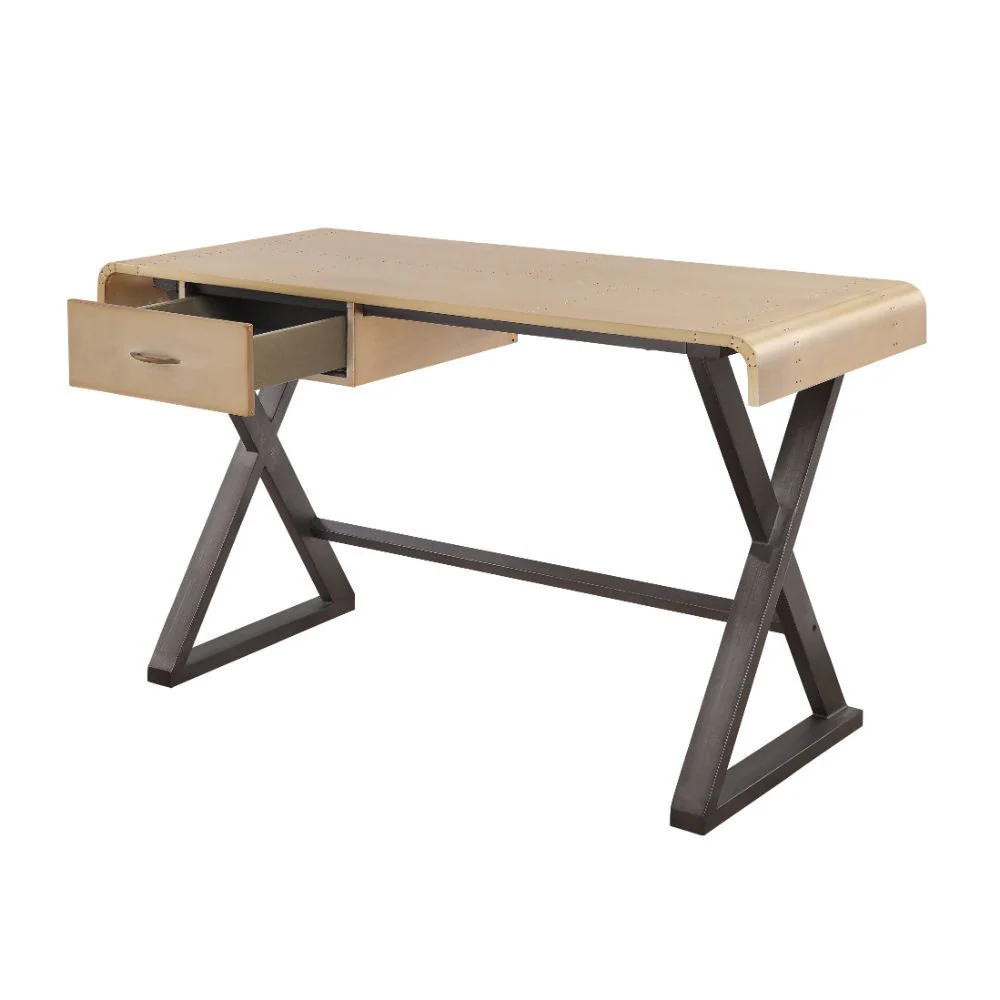 Danton - Desk - Gold Aluminum - Funk Metal Works LLC