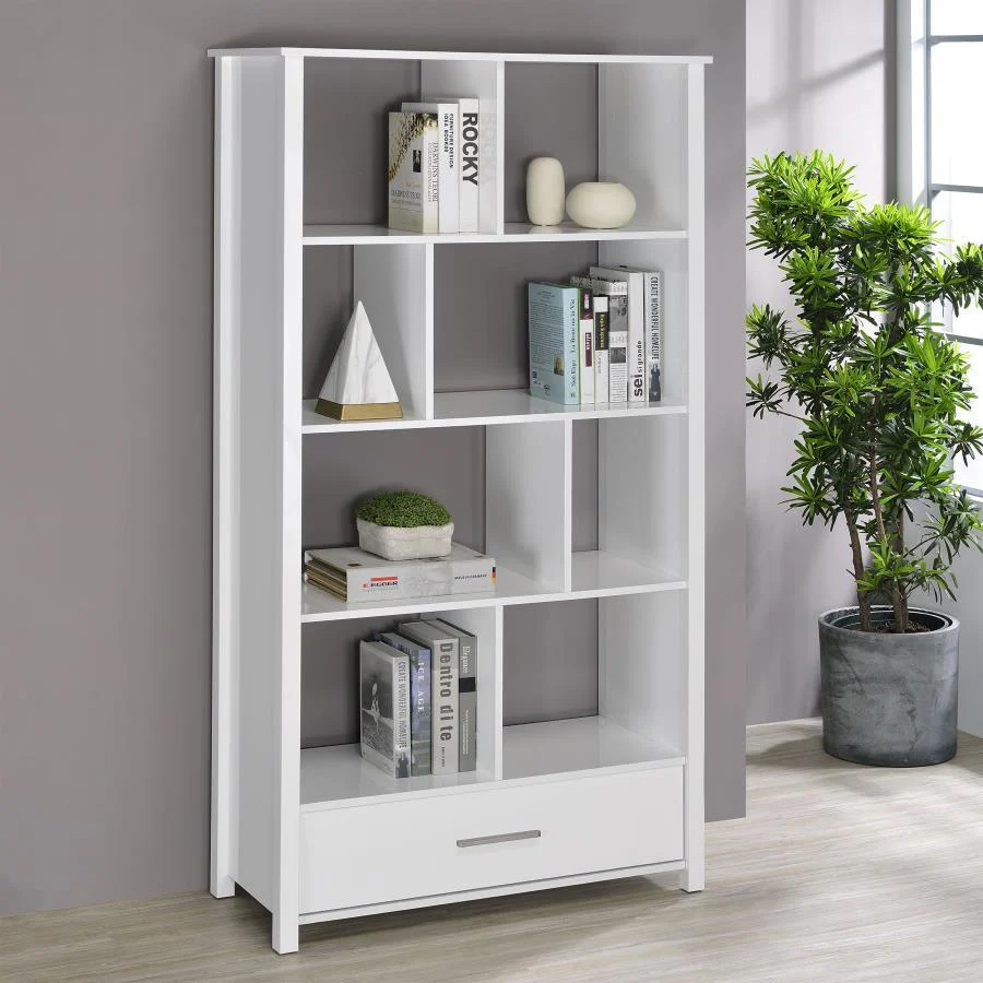 Dylan - Bookcase - White - Funk Metal Works LLC