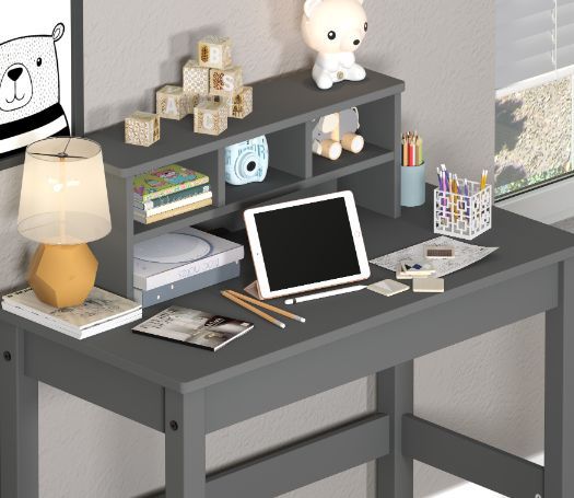 Logan - Writing Desk - Gray Finish - Funk Metal Works LLC