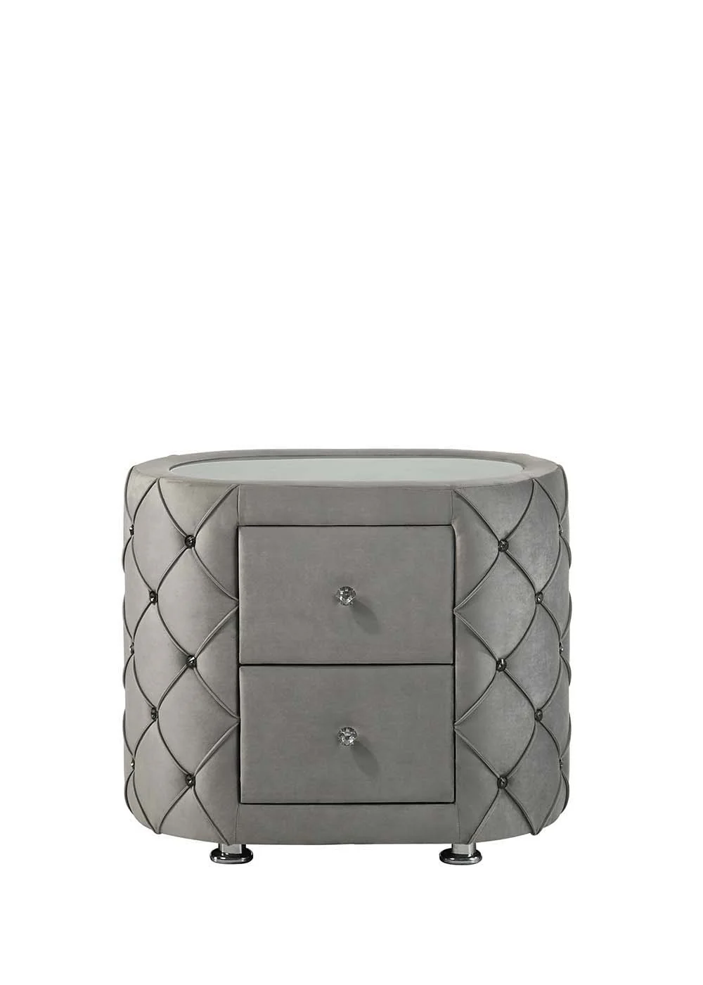 Perine - Nightstand - Gray Velvet - Funk Metal Works LLC