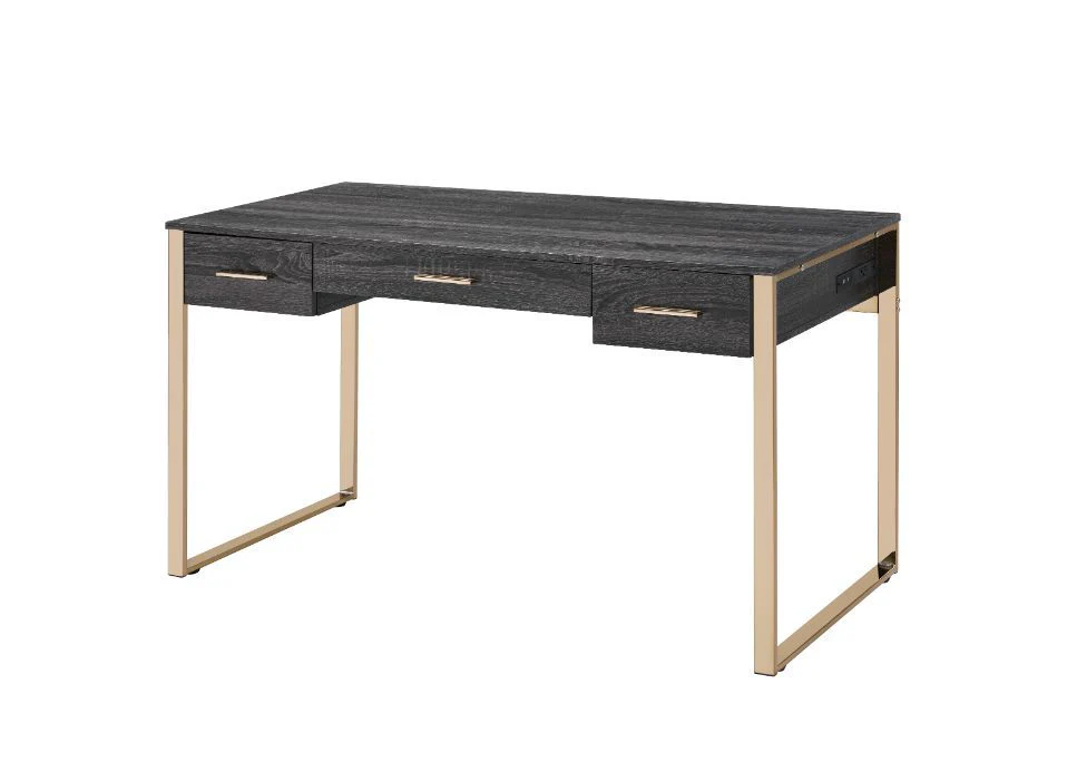 Perle - Writing Desk - Champagne Gold & Black Finish - Funk Metal Works LLC