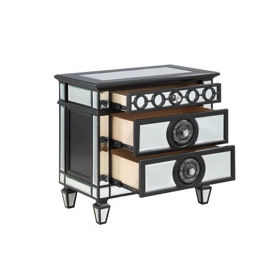 Varian II - Nightstand - Black Velvet & Black & Sliver Finish - Funk Metal Works LLC