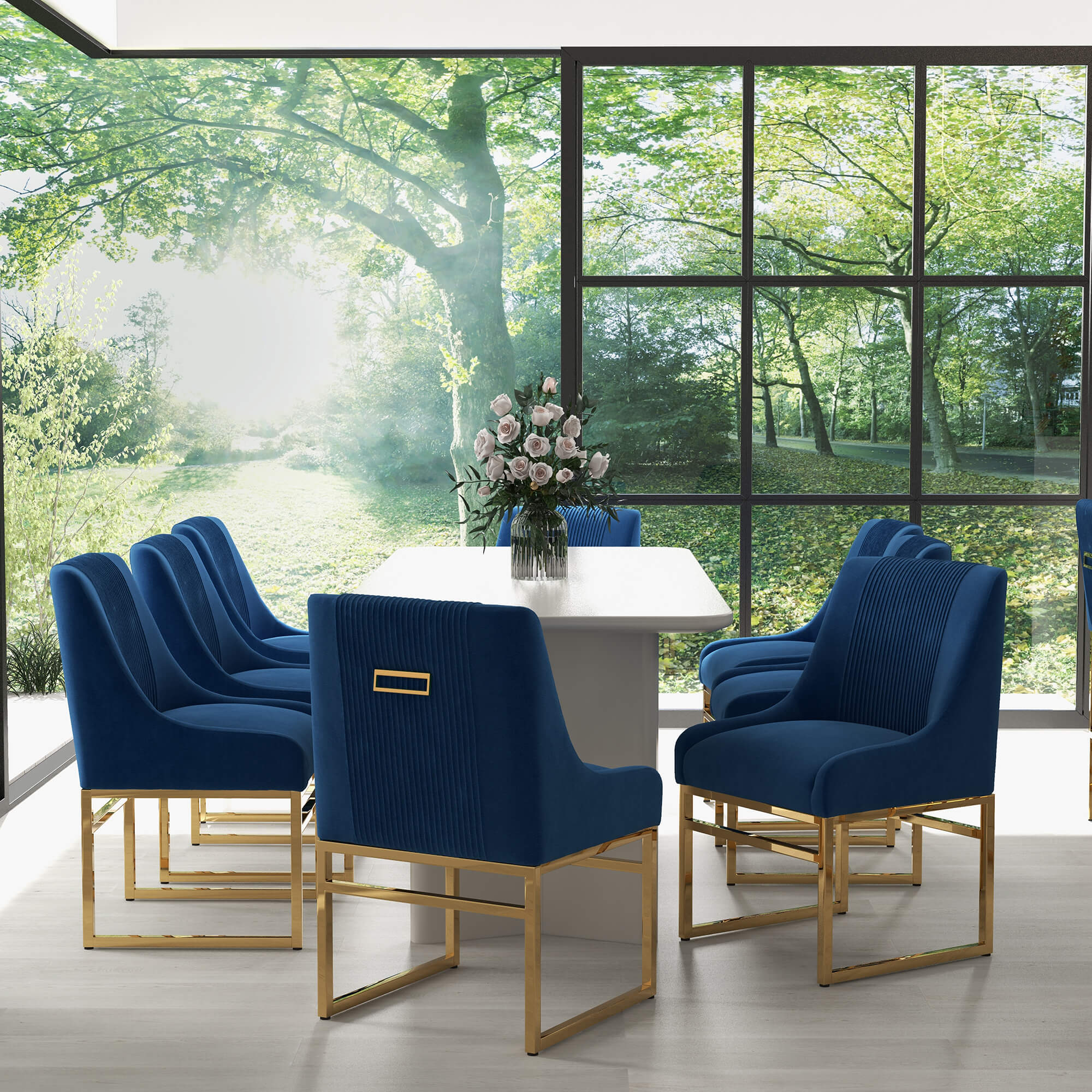 SEYNAR Contempoary Velvet Dining Chair with Metal Frame Legs, set of 2/4/6/8 - Funk Metal Works LLC