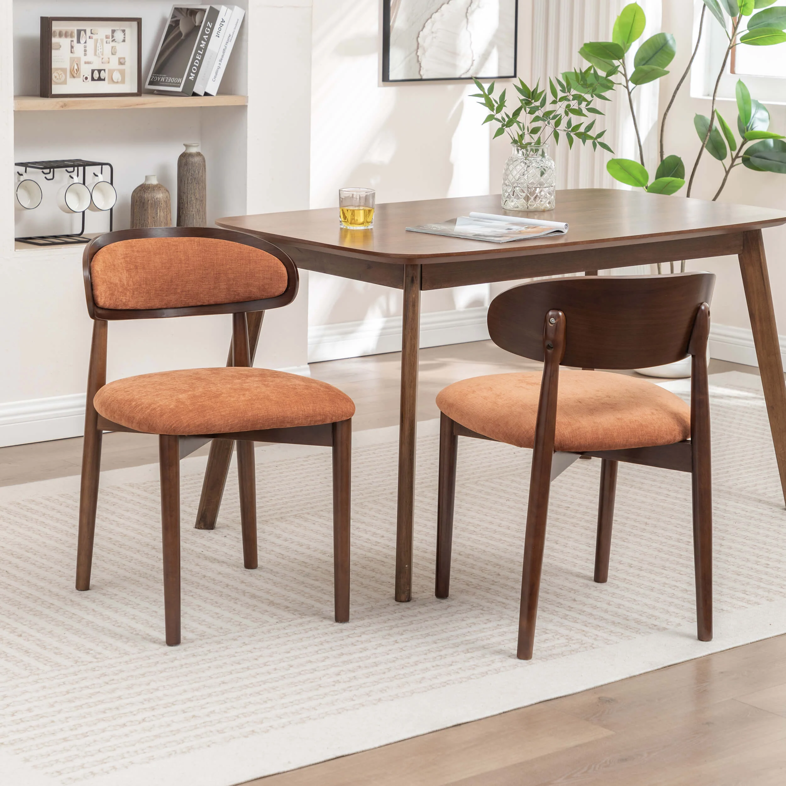 SEYNAR Set of 2/4/6 Mid-Century Modern Chenille Dining Chairs with Solid Wood Frame - Funk Metal Works LLC