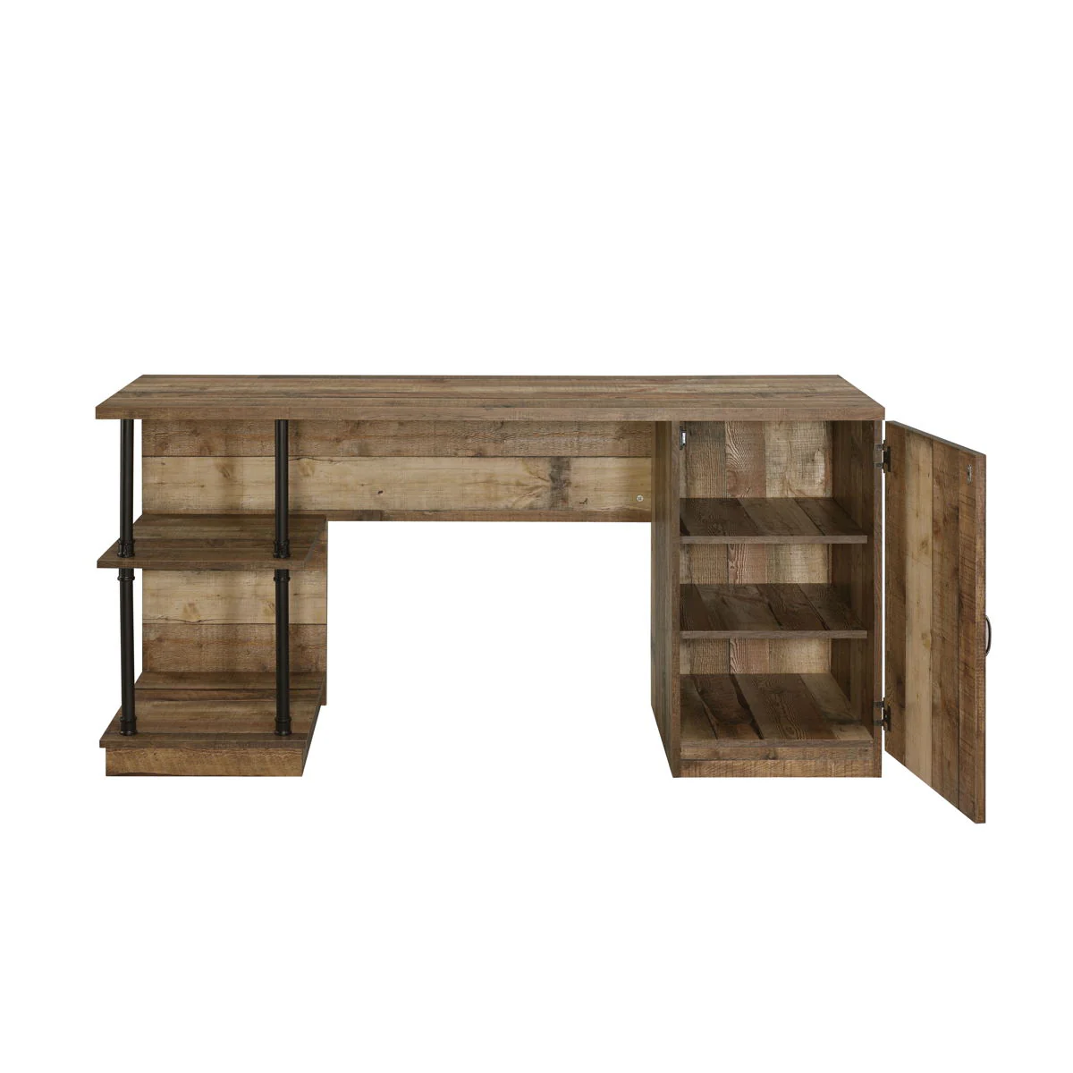 Canna - Writing Desk - Rustic Oak & Black Finish - Funk Metal Works LLC