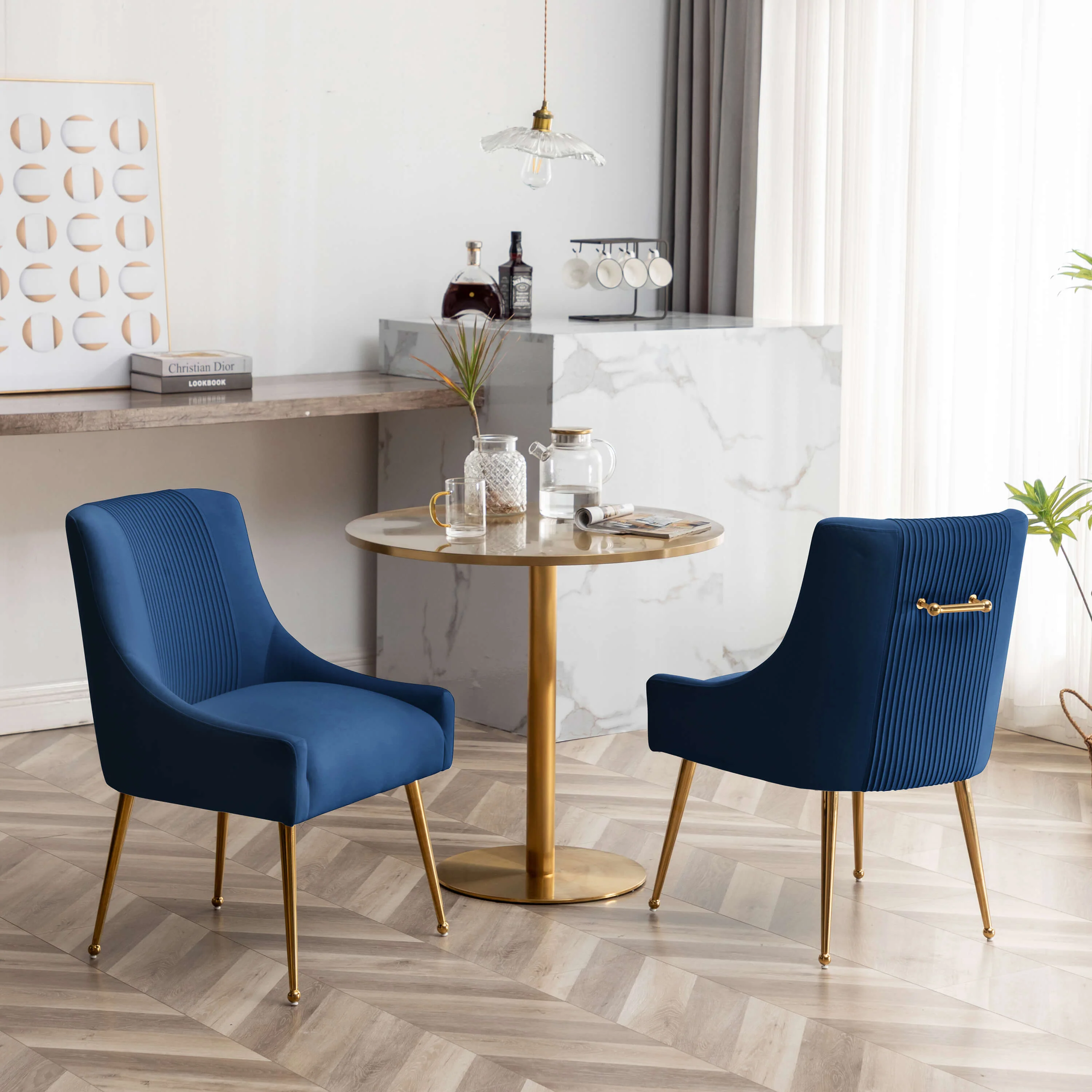 SEYNAR Modern Glam Velvet Dining Chair Set of 2/4/6 with Rear Handle - Funk Metal Works LLC