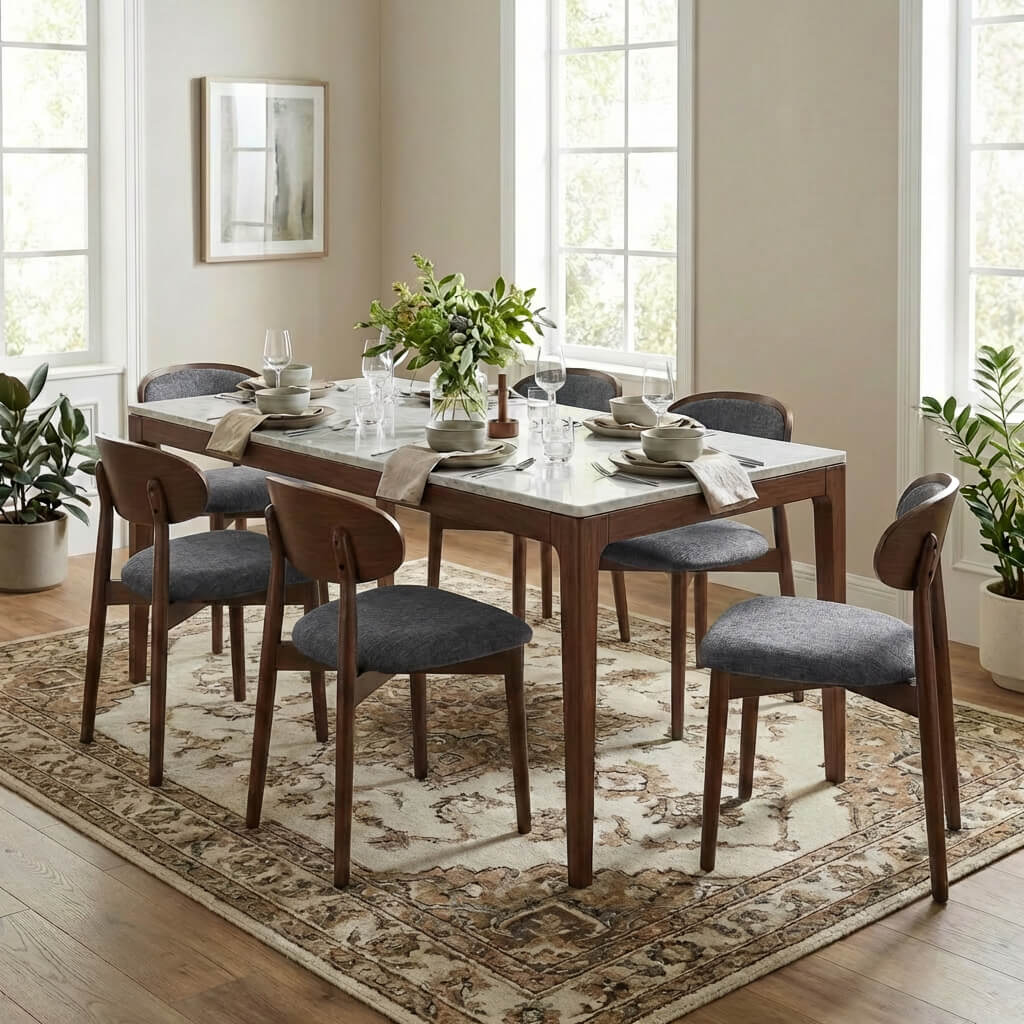 SEYNAR Set of 2/4/6 Mid-Century Modern Chenille Dining Chairs with Solid Wood Frame - Funk Metal Works LLC