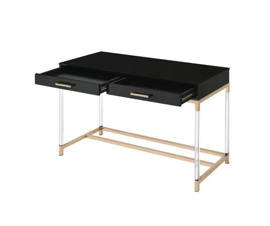 Adiel - Desk - Black & Gold Finish - Funk Metal Works LLC