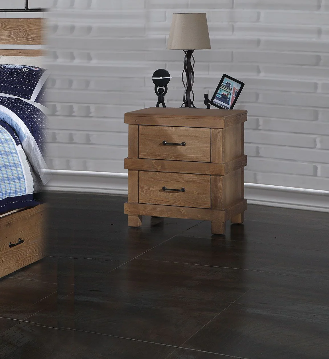 Adams - Nightstand - Antique Oak - Funk Metal Works LLC