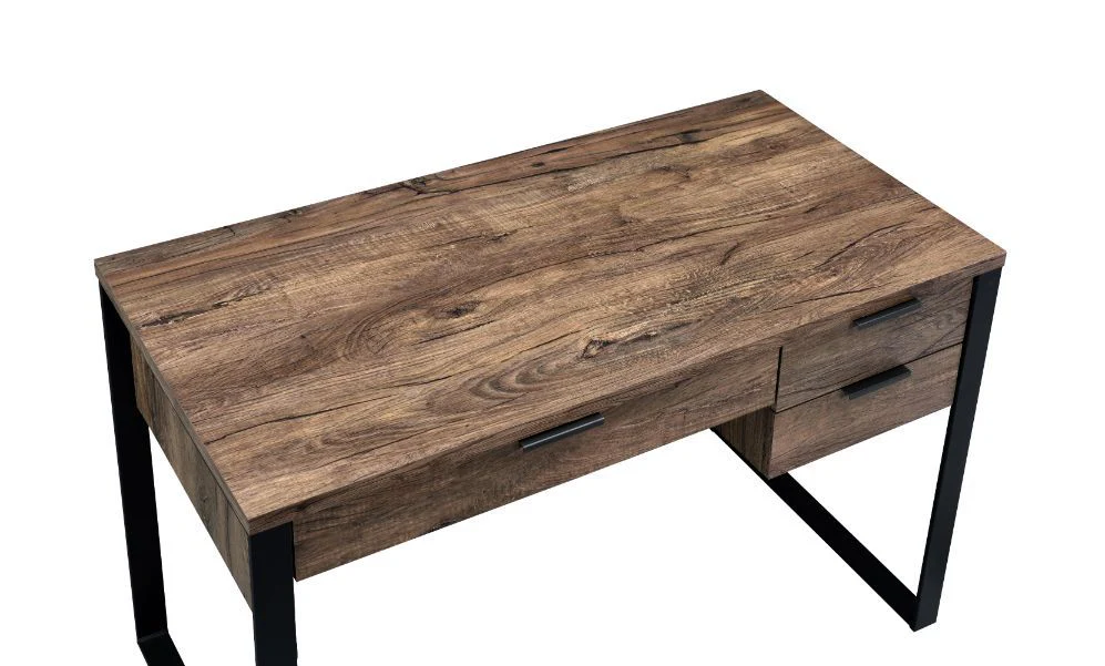 Aflo - Writing Desk - Weathered Oak & Black Finish - Funk Metal Works LLC