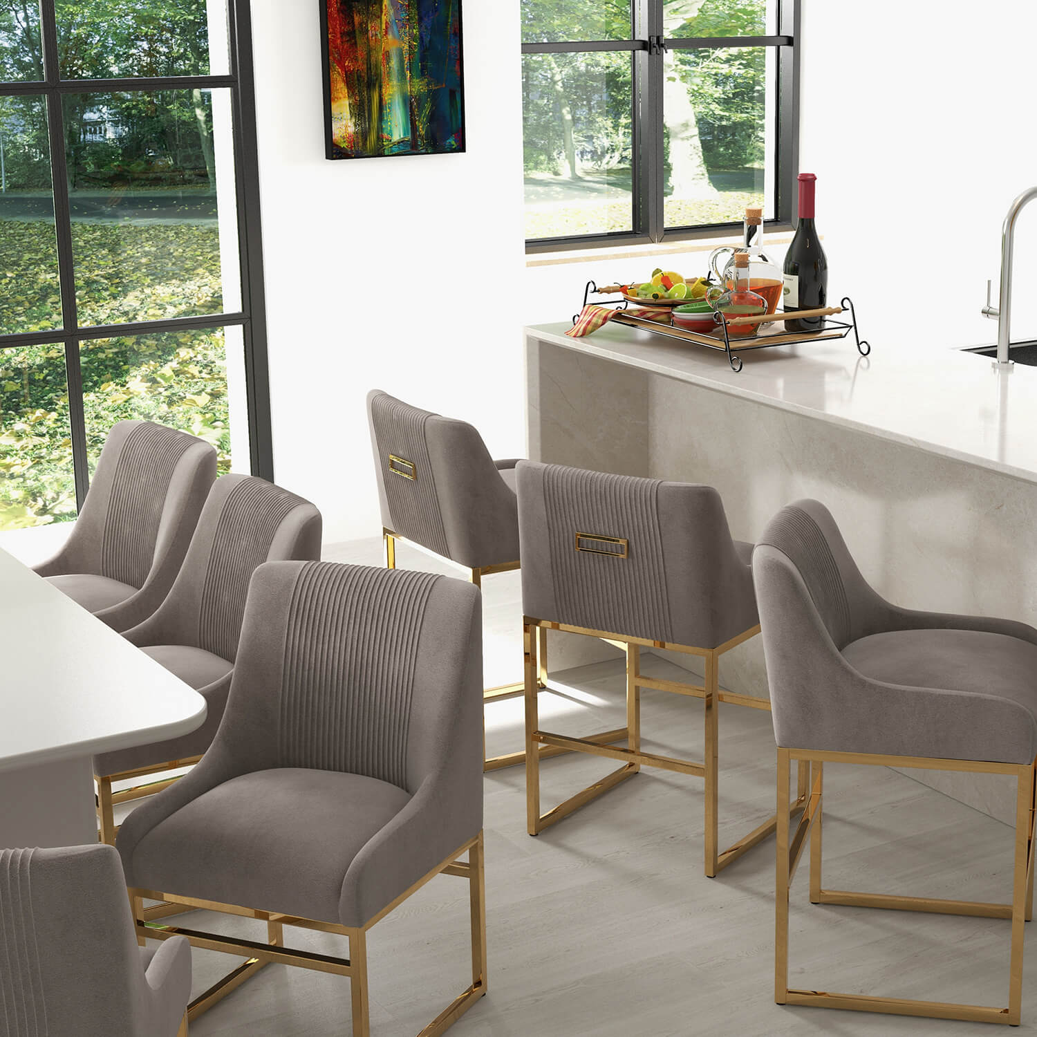 SEYNAR Contempoary Velvet Dining Chair with Metal Frame Legs, set of 2/4/6/8 - Funk Metal Works LLC