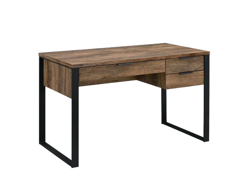 Aflo - Writing Desk - Weathered Oak & Black Finish - Funk Metal Works LLC
