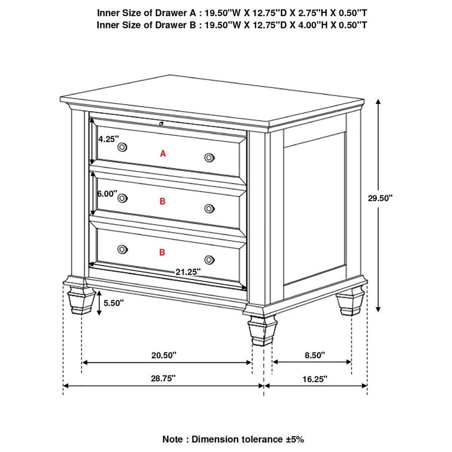 Sandy Beach - 3-drawer Nightstand - Funk Metal Works LLC