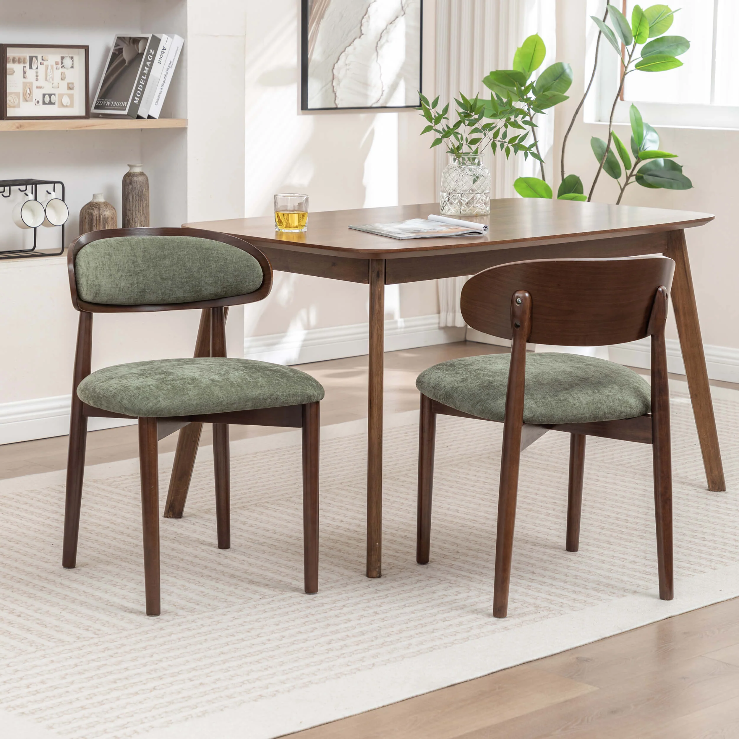SEYNAR Set of 2/4/6 Mid-Century Modern Chenille Dining Chairs with Solid Wood Frame - Funk Metal Works LLC