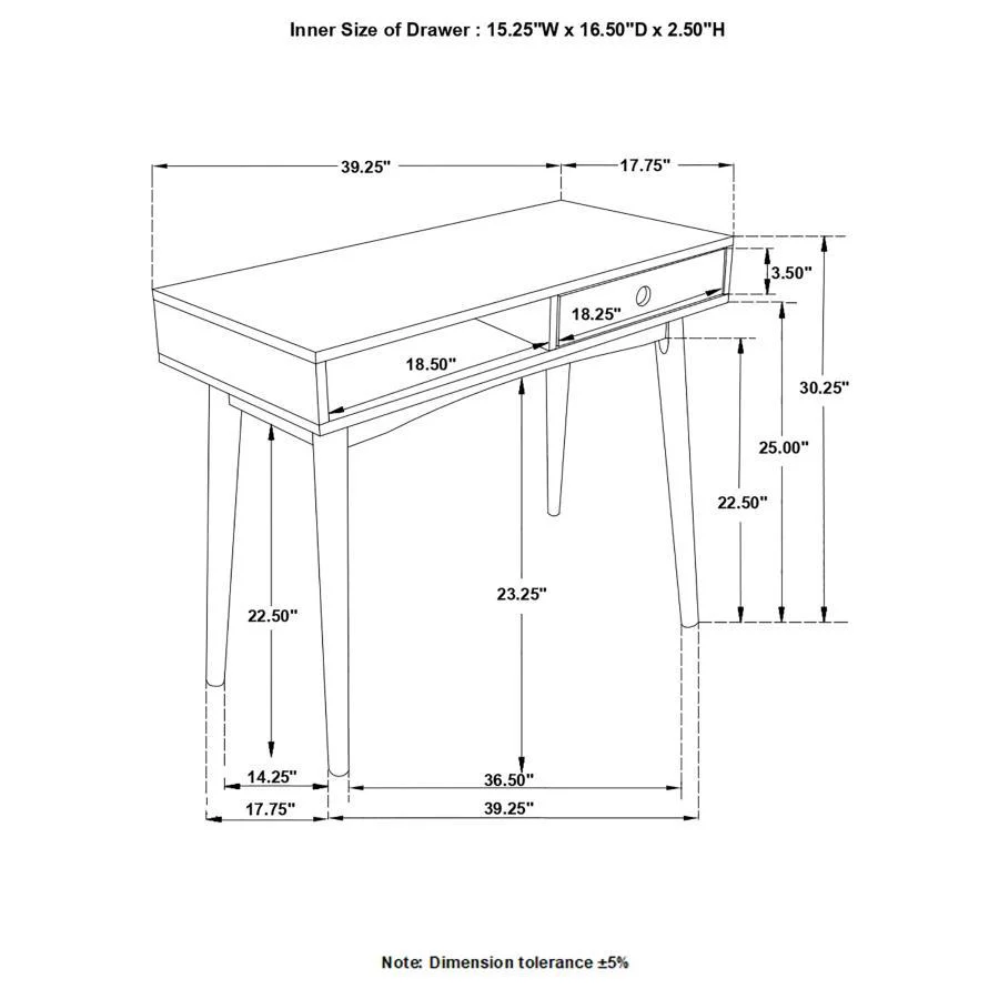 Bradenton - Writing Desk - White - Funk Metal Works LLC