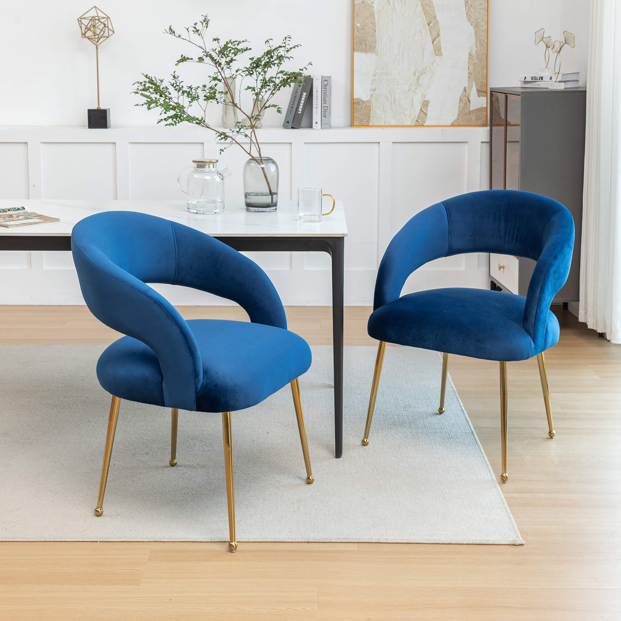 SEYNAR Mid Century Modern Velvet Upolstered Open-Back Dining Chair Set of 2/4/6 - Funk Metal Works LLC