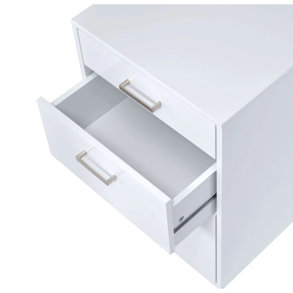 Coleen - File Cabinet - White High Gloss & Chrome - Funk Metal Works LLC