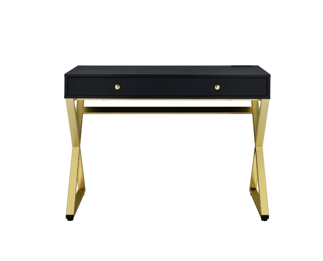 Coleen - Desk - Black & Brass Finish - Funk Metal Works LLC