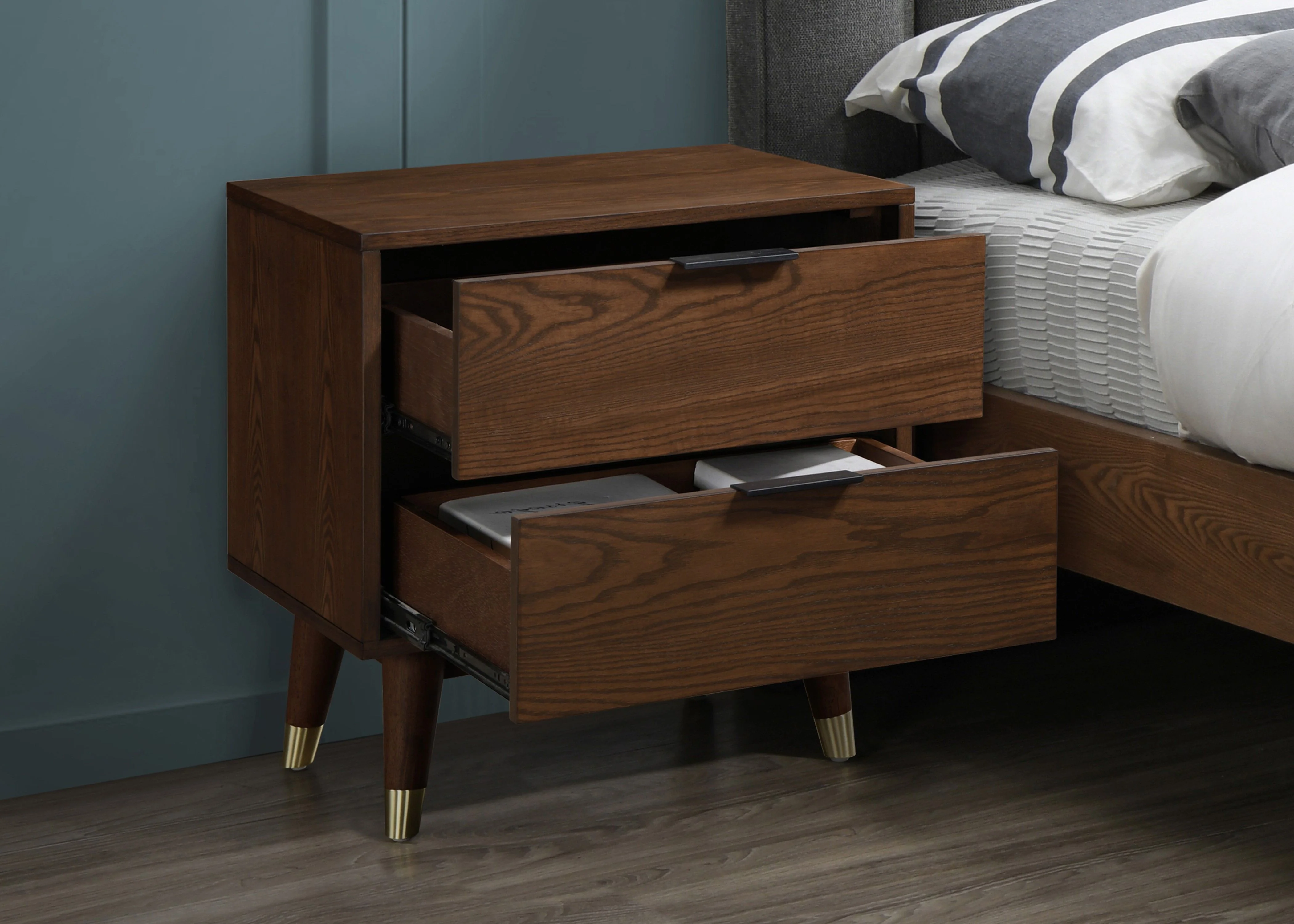 Vance - Night Stand - Walnut - Funk Metal Works LLC