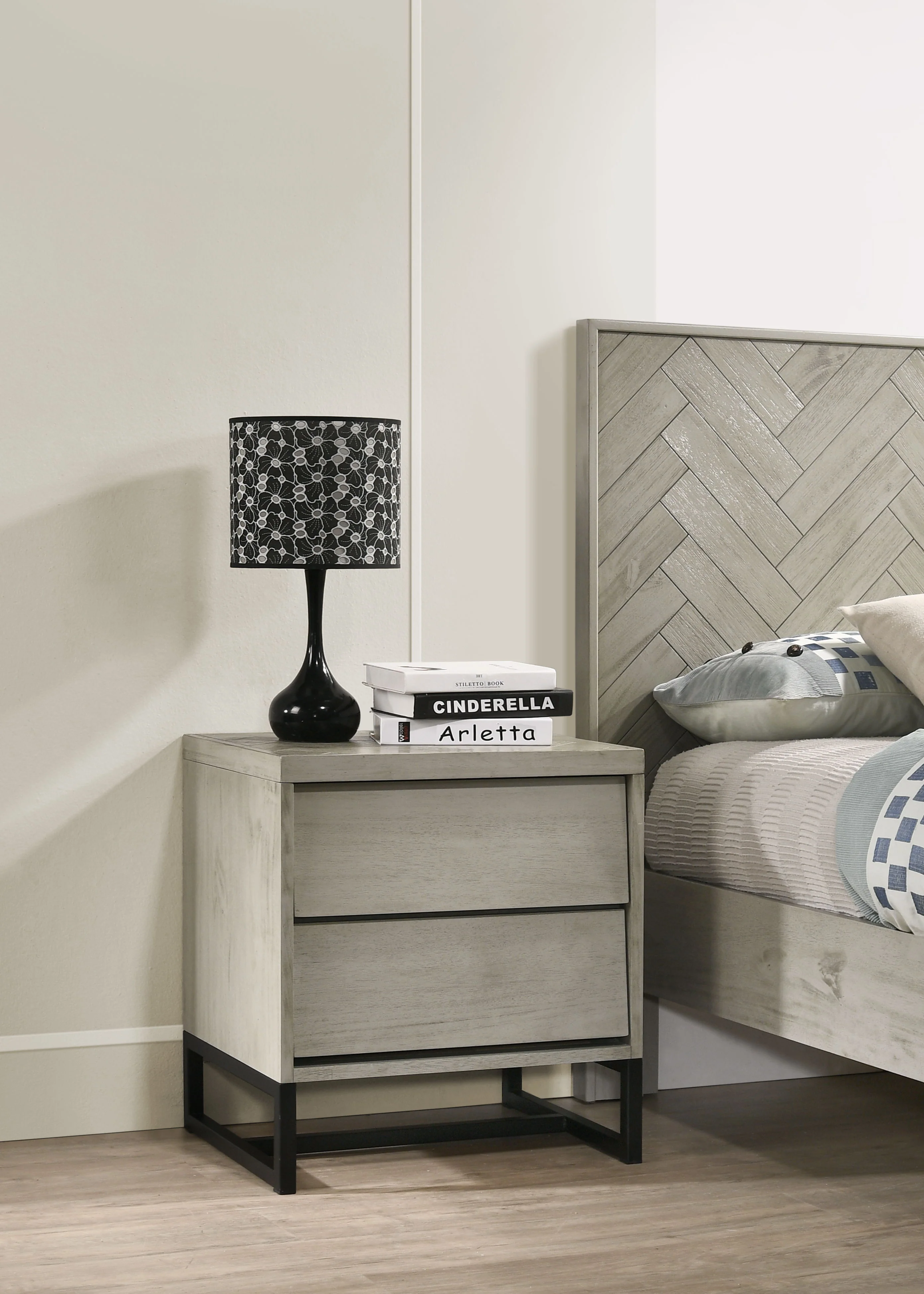 Weston - Night Stand - Grey Stone - Funk Metal Works LLC