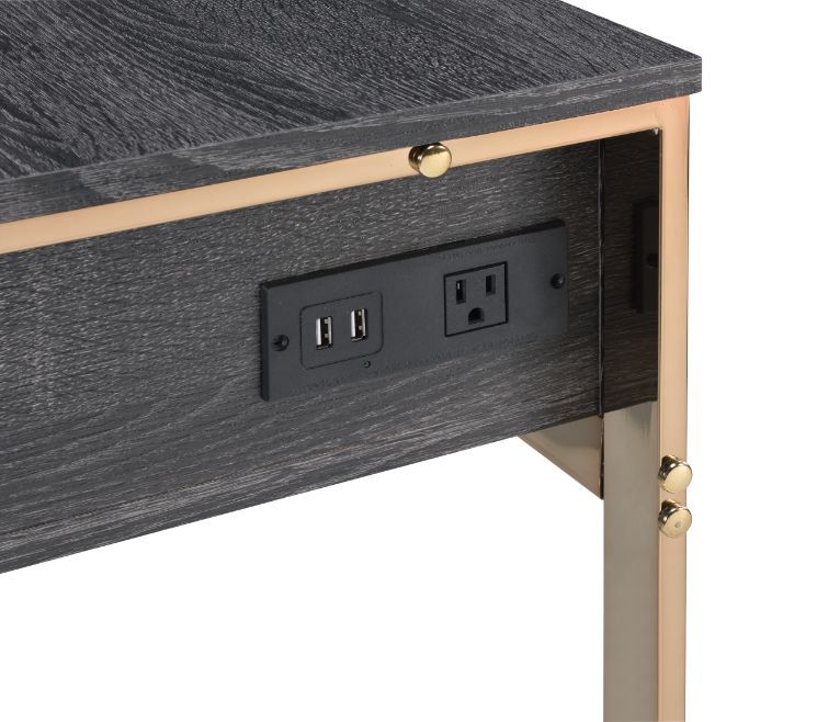 Perle - Writing Desk - Champagne Gold & Black Finish - Funk Metal Works LLC