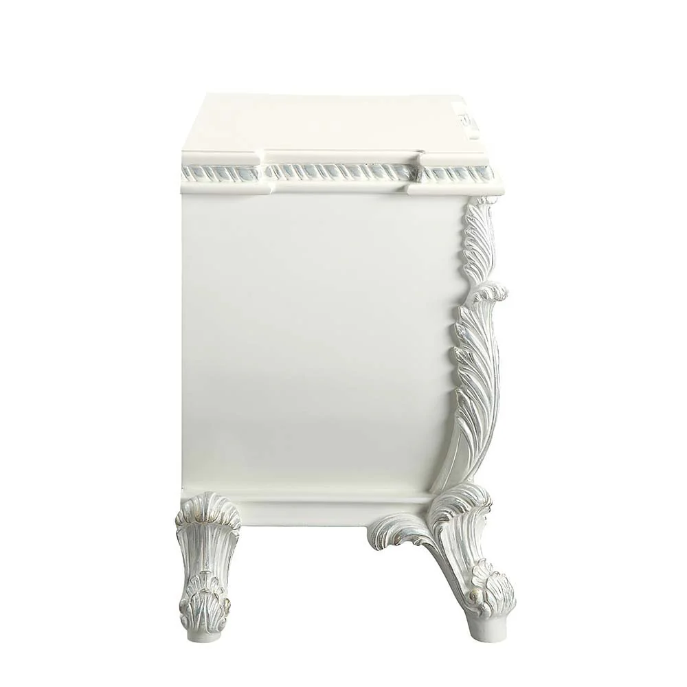 Vanaheim - Nightstand - Antique White Finish - Funk Metal Works LLC