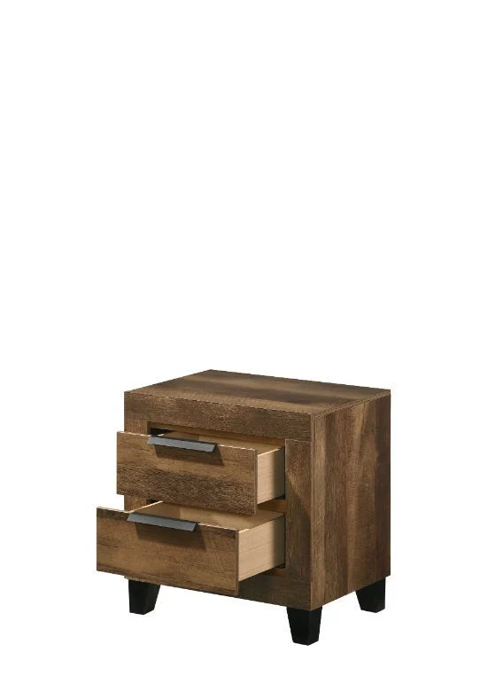 Morales - Nightstand - Rustic Oak Finish - Funk Metal Works LLC