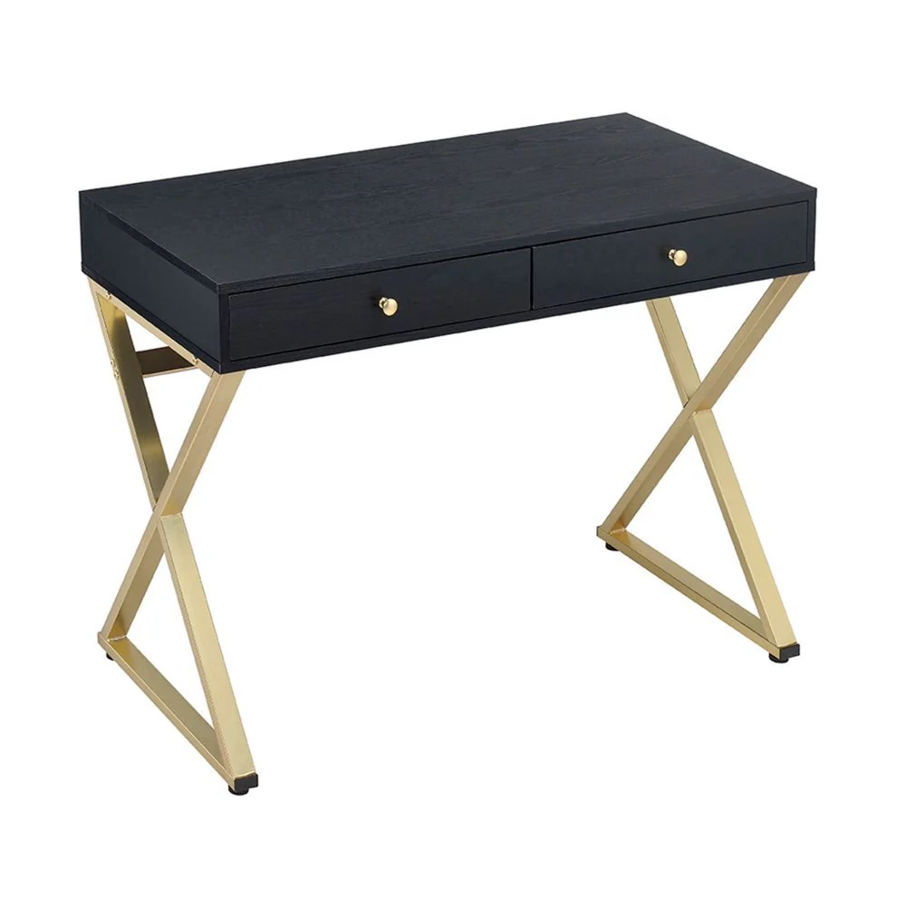 Coleen - Desk - Black & Brass - Funk Metal Works LLC