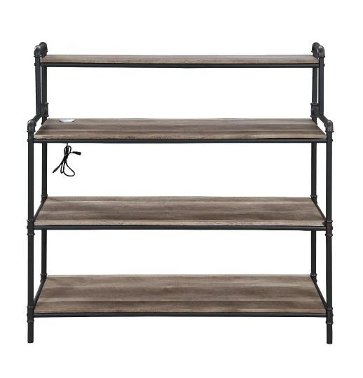 Cordelia - Bookshelf - Led, Antique Oak, Sandy Black & Dark Bronze Hand-Brushed Finish - Funk Metal Works LLC