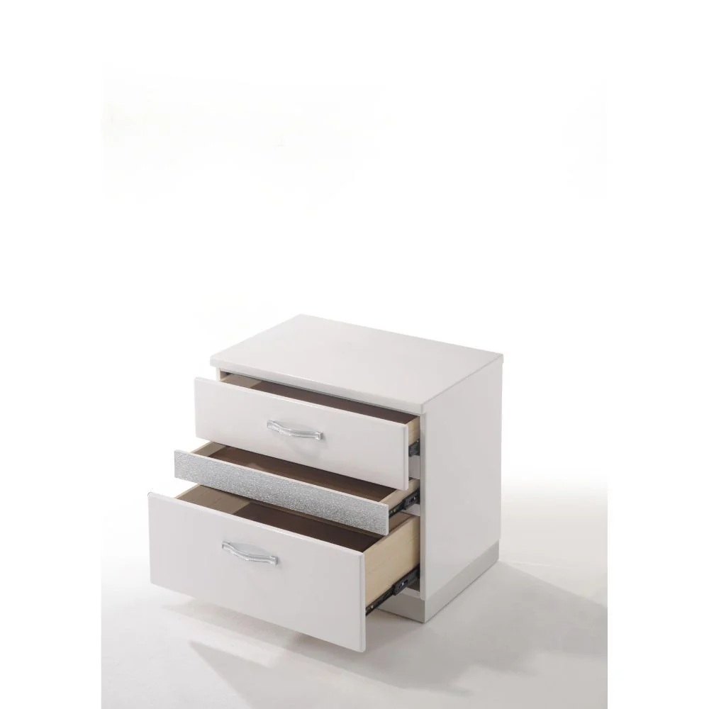 Naima II - Nightstand - White High Gloss - Funk Metal Works LLC