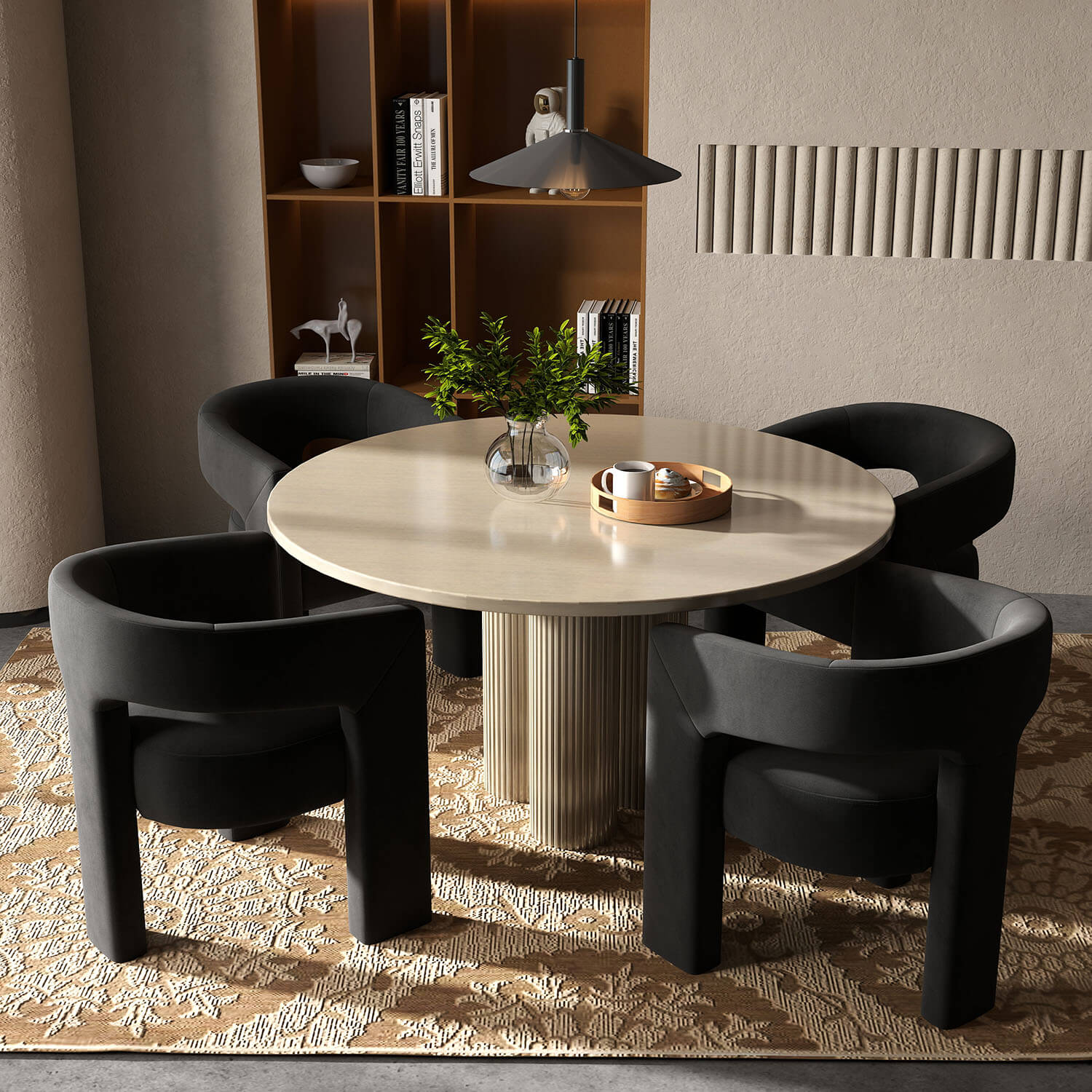 SEYNAR Modern Glam Velvet Upholstered Dining Chair, Open-Back Accent Chair - Funk Metal Works LLC