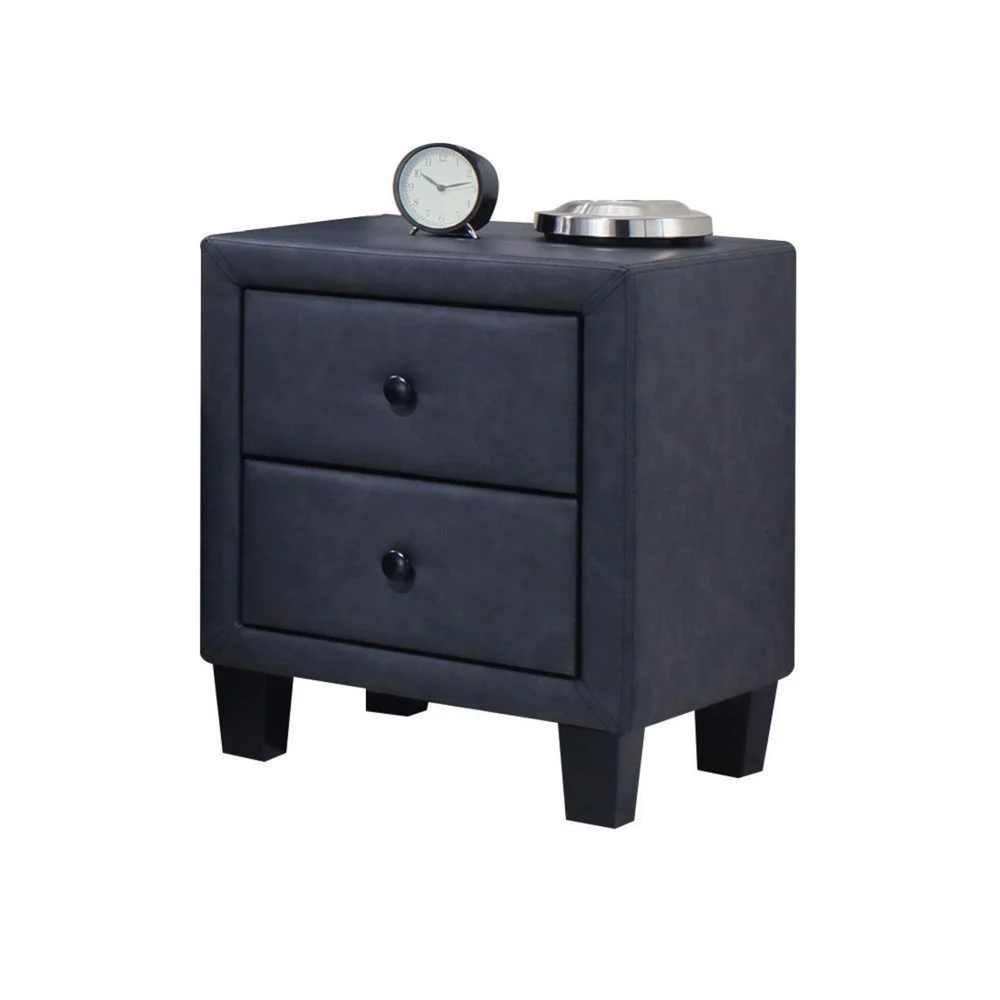 Saveria - Nightstand - 2-Tone Gray PU - Funk Metal Works LLC