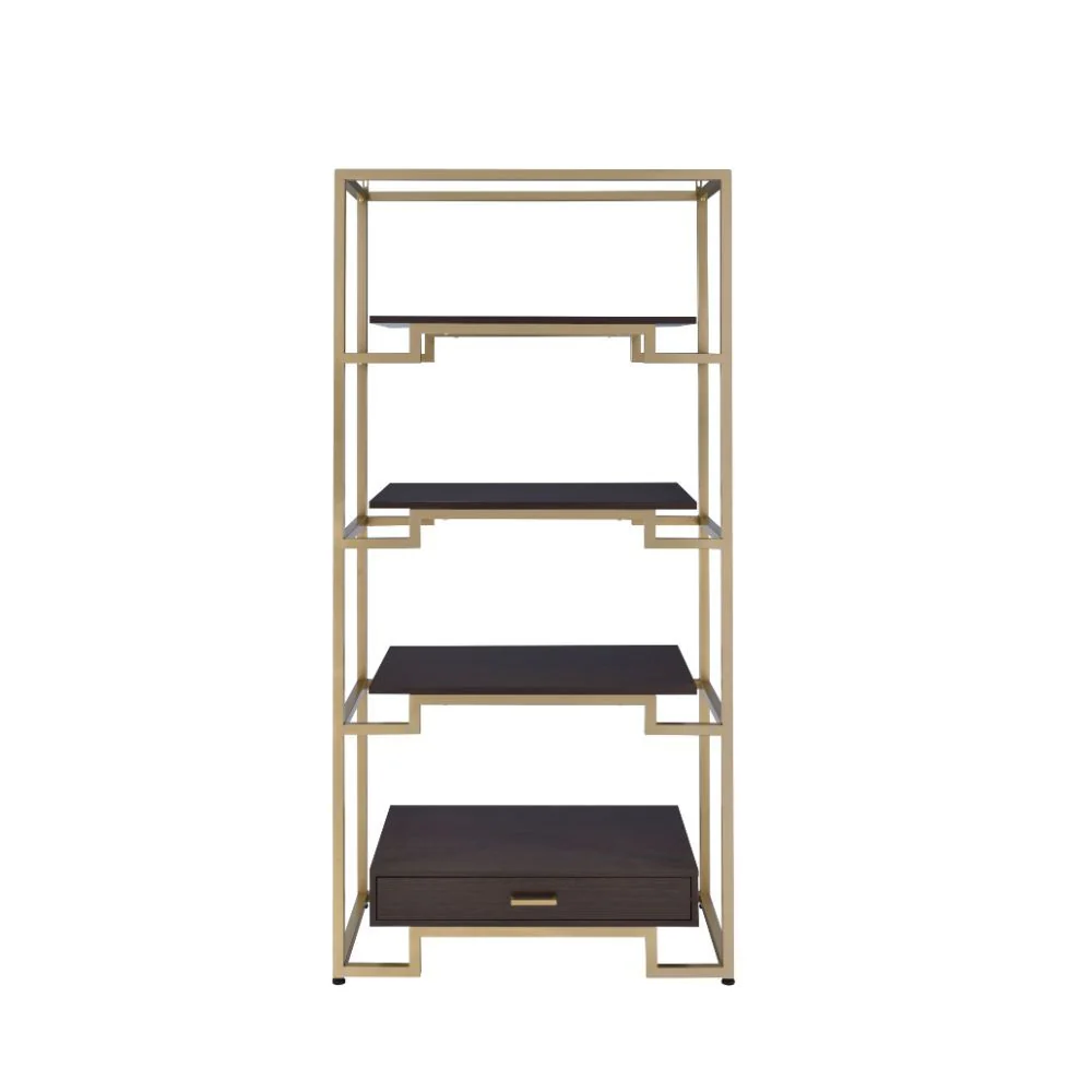 Yumia - Bookshelf - Gold & Clear Glass - Funk Metal Works LLC