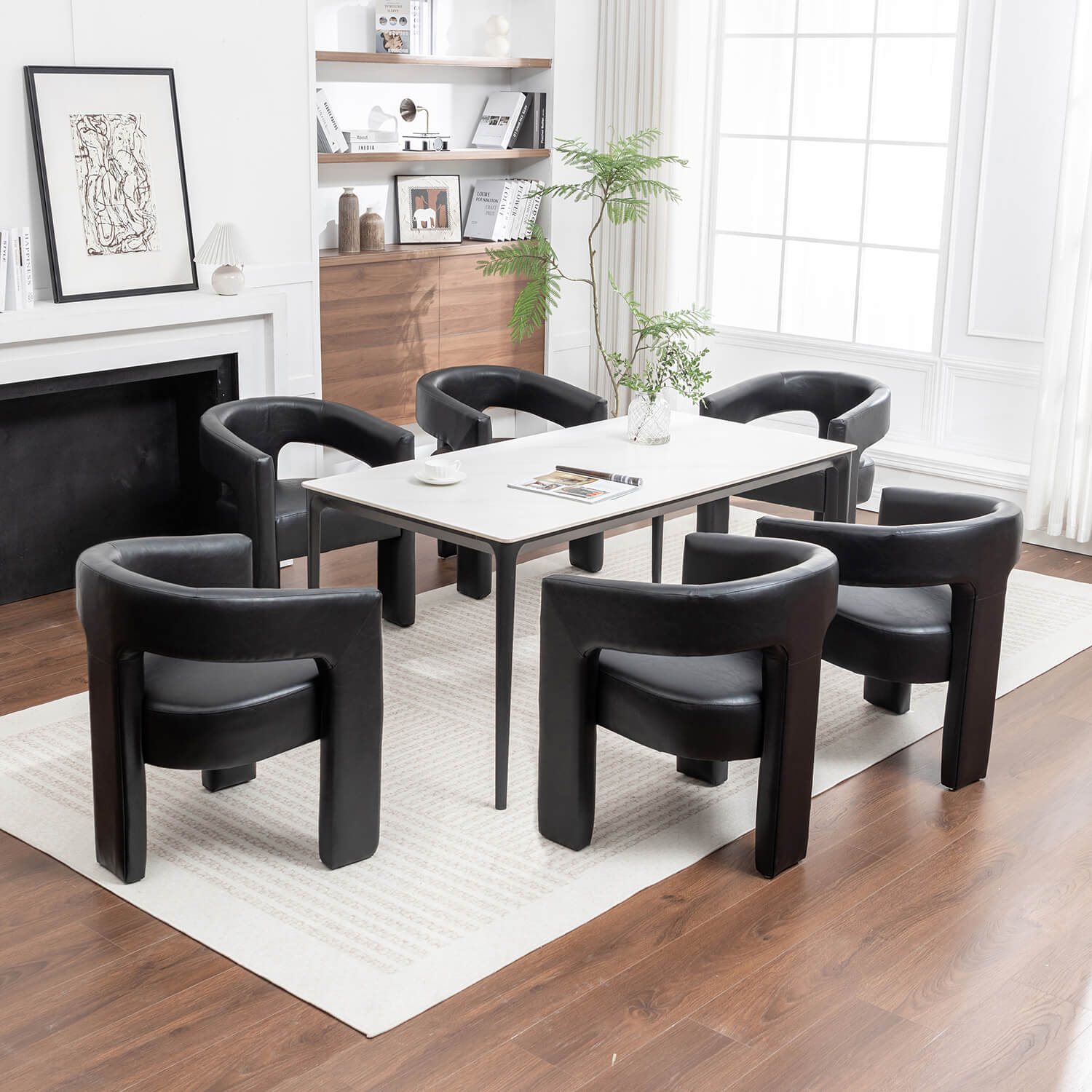 SEYNAR Modern Glam PU Leather Upholstered Dining Chair - Funk Metal Works LLC