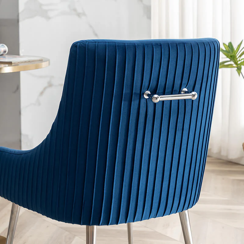 SEYNAR Modern Velvet Pleated Finish Back Dining Chair Set of 2/4/6 with Rear Handle - Funk Metal Works LLC
