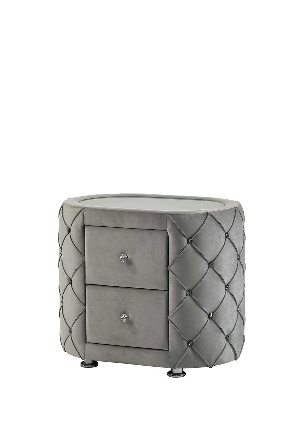 Perine - Nightstand - Gray Velvet - Funk Metal Works LLC