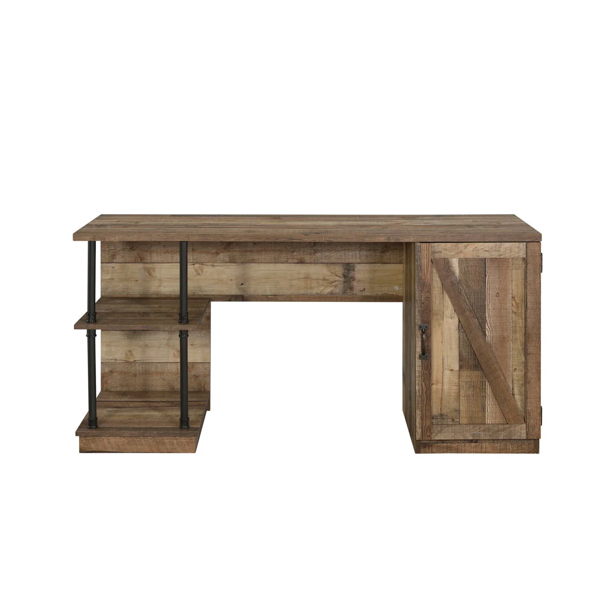 Canna - Writing Desk - Rustic Oak & Black Finish - Funk Metal Works LLC