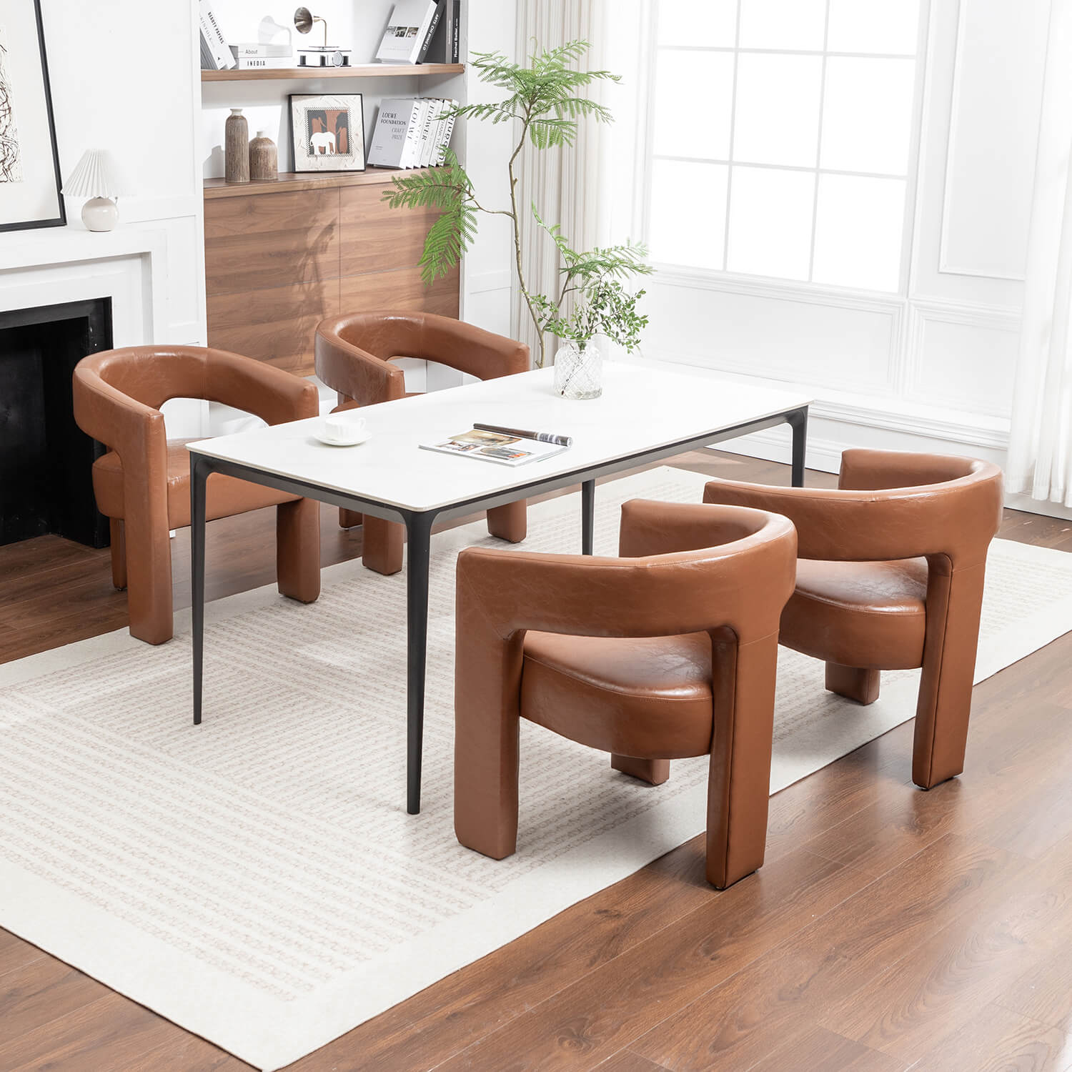 SEYNAR Modern Glam PU Leather Upholstered Dining Chair - Funk Metal Works LLC