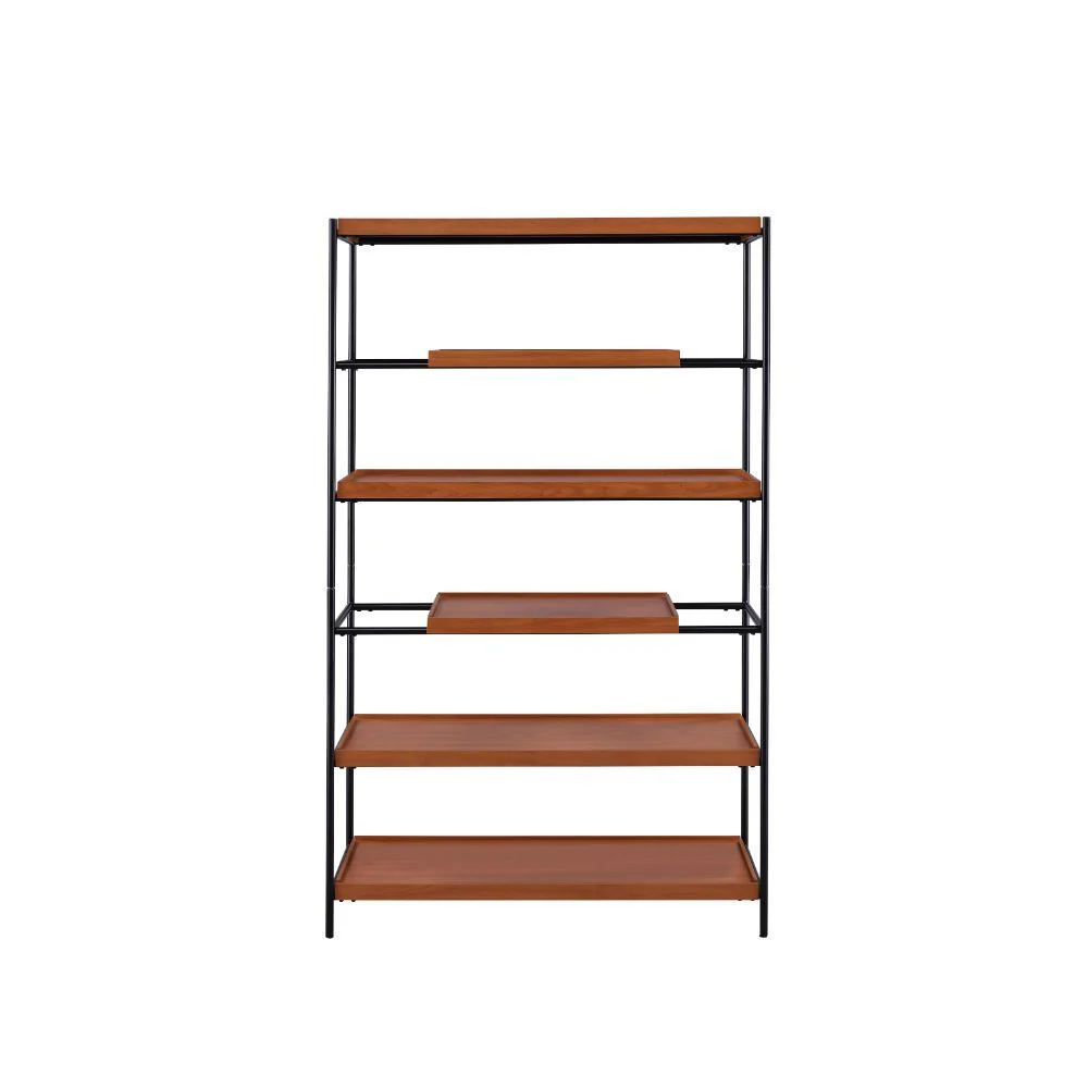Oaken - Bookshelf - Honey Oak & Black - Funk Metal Works LLC