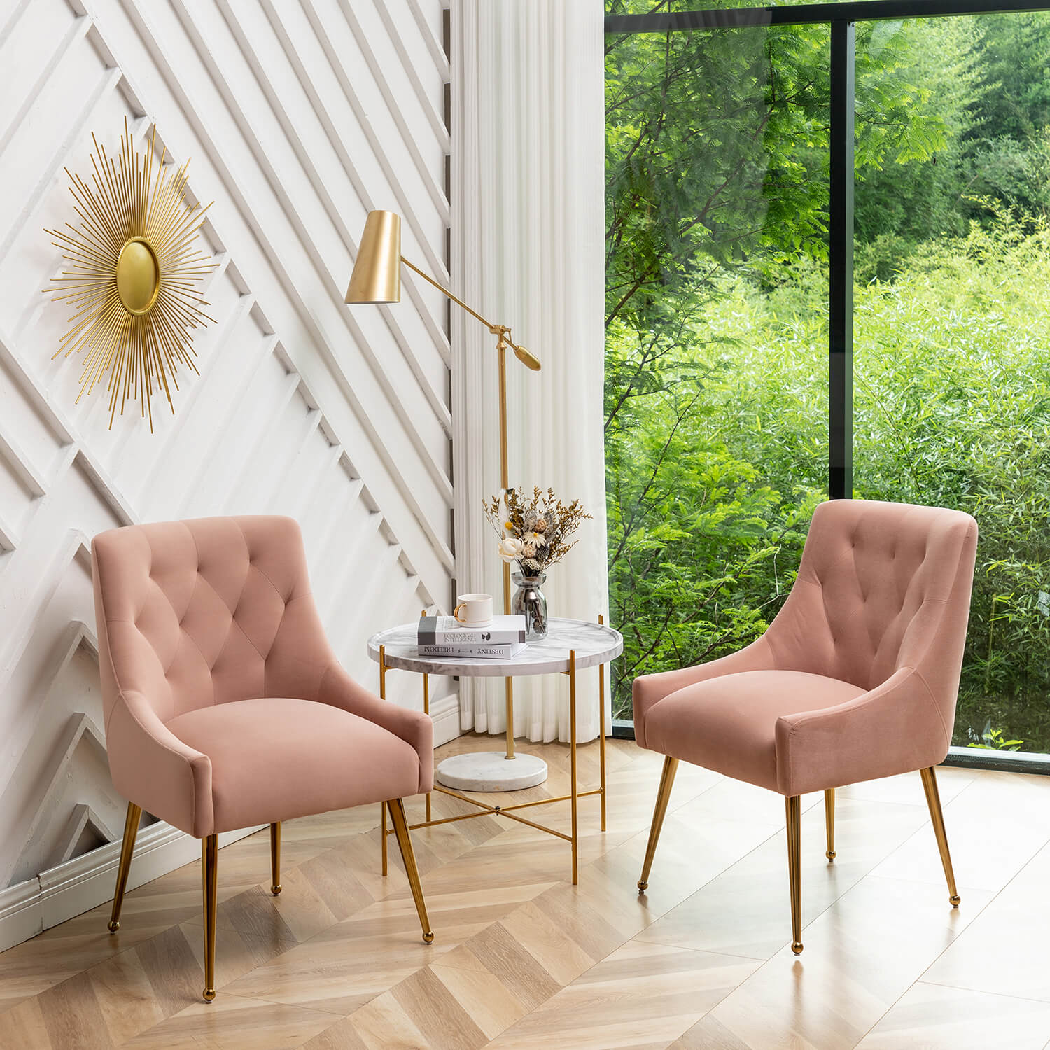 SEYNAR Modern Dining Chairs Set of 2/4/6, Upholstered Accent Chair Tufted Back Armless Chair with Back Pull - Funk Metal Works LLC