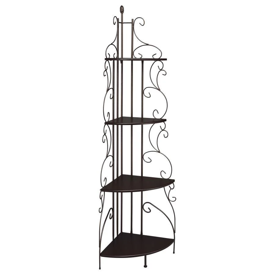 Poppy - 4-Shelf Corner Bookcase - Brown - Funk Metal Works LLC