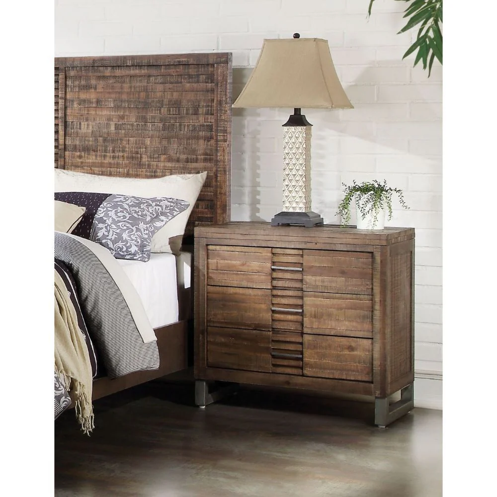 Andria - Nightstand - Reclaimed Oak - Funk Metal Works LLC