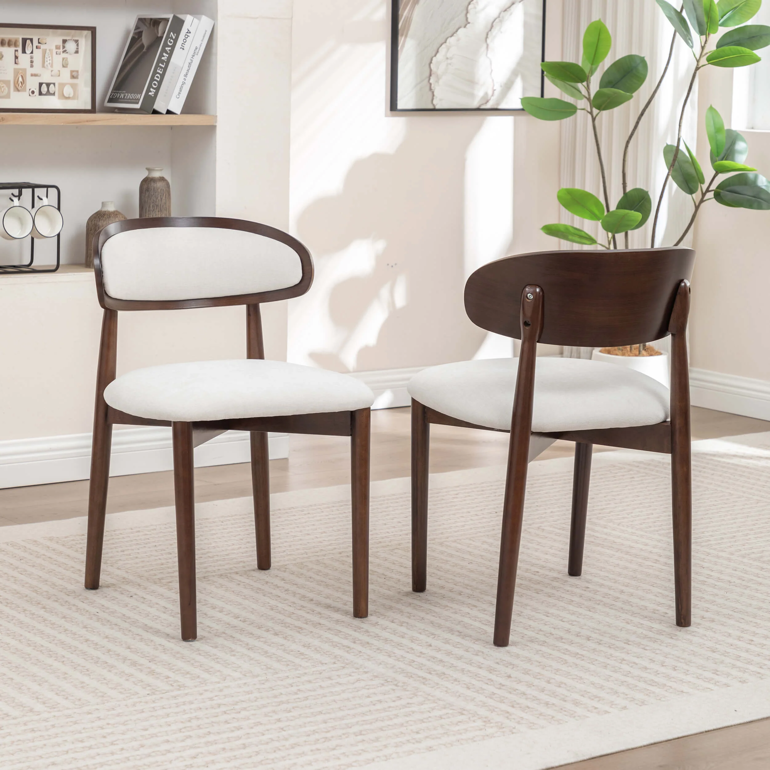 SEYNAR Set of 2/4/6 Mid-Century Modern Chenille Dining Chairs with Solid Wood Frame - Funk Metal Works LLC