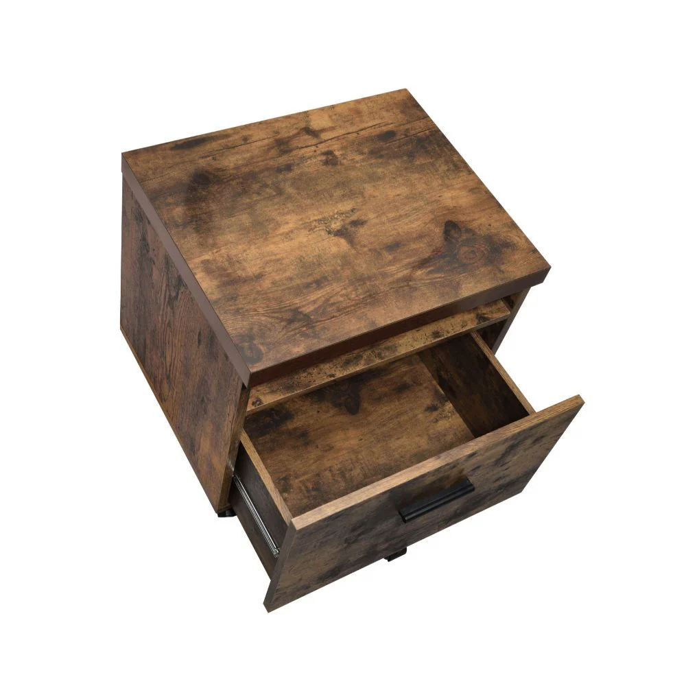 Bob - File Cabinet - Weathered Oak & Black - Funk Metal Works LLC