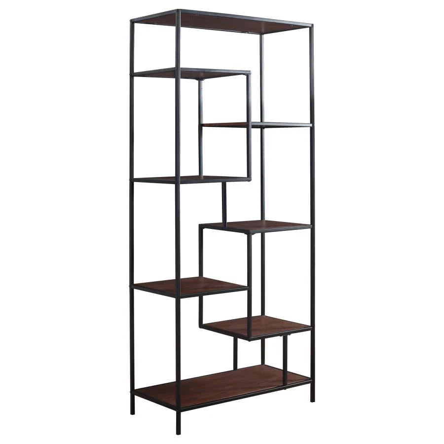 Asher - 7-Shelf Bookcase - Walnut - Funk Metal Works LLC