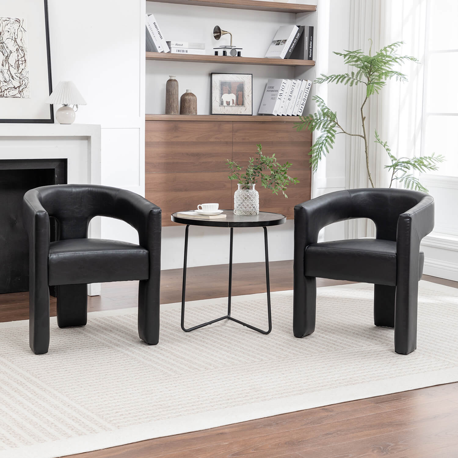 SEYNAR Modern Glam PU Leather Upholstered Dining Chair - Funk Metal Works LLC