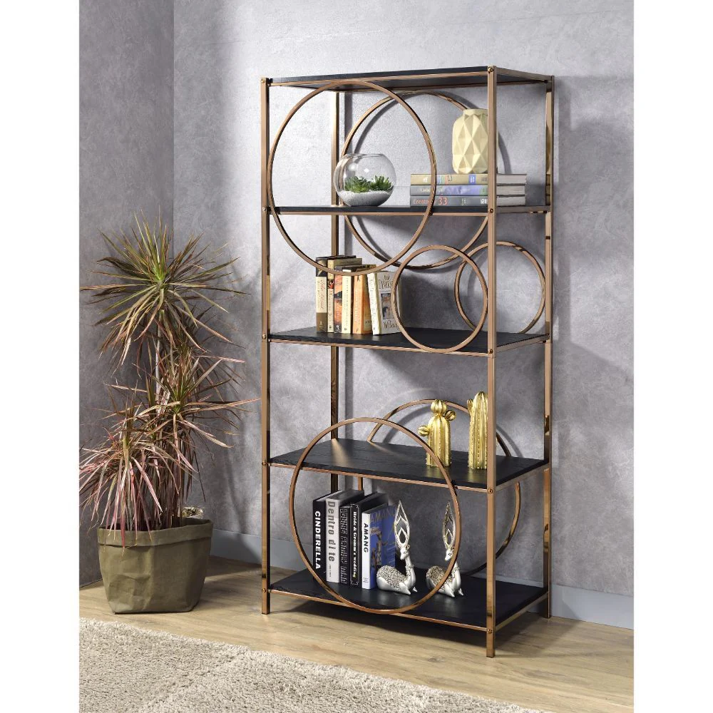 Hudice - Bookshelf - Black Oak & Champagne - Funk Metal Works LLC